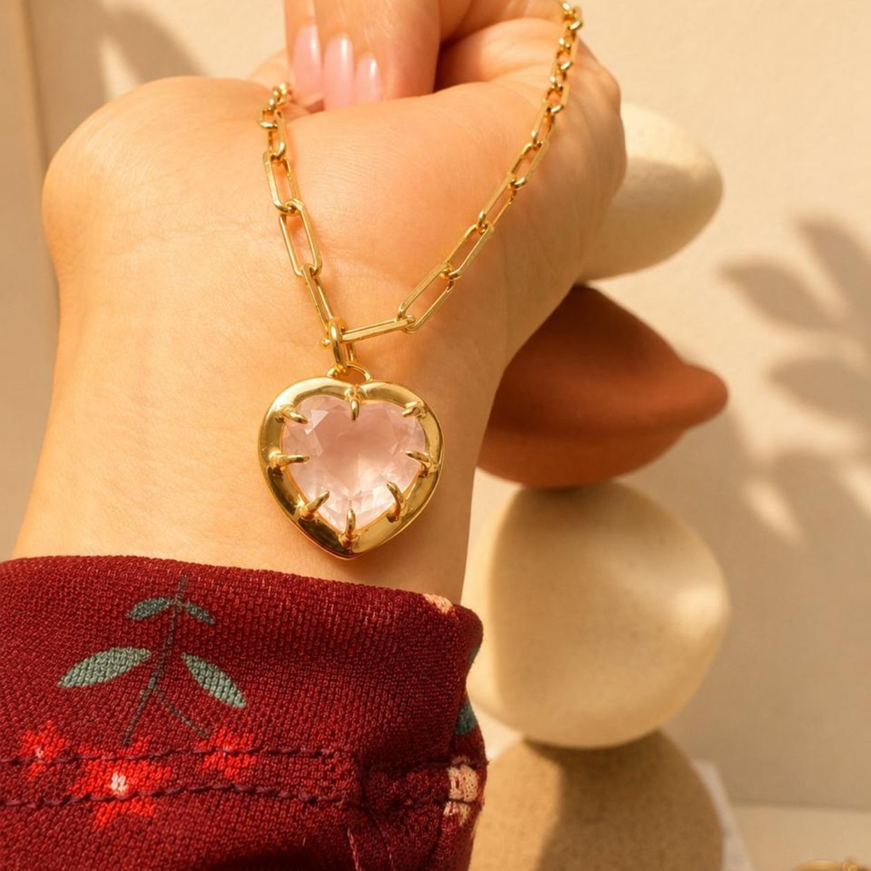 Colar Marie Curie- Quartzo Rosa 