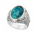 imagem do produto Anel - Fibula Olho de Tigre / Prata & Turquesa | Ring - Tiger's Eye / Silver & Turquoise Fibula