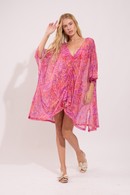 camisa kaftan curto drape coral R706 nidas