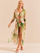 kaftan longo tule folhas 1916 de chelles