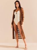 cardigan longo de tela marrom 1937 de chelles