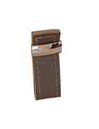 Puxador Botton Retangular Red Gold/Couro Waxi Camel