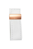 Puxador Botton Retangular Gold Escovado/Couro Waxi Branco
