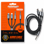 Cabo Adaptador 3 EM 1 - P2 P/ Tipo-C, Lightning e P2 Amaya AUX-05