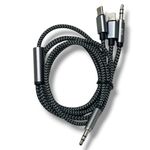 Cabo Adaptador 3 EM 1 - P2 P/ Tipo-C, Lightning e P2 Amaya AUX-05