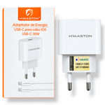 Carregador Turbo H'MASTON USB-C P/Lightning 1M 30W CB17 ANATEL