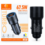 Carregador Veicular H'MASTON USB +TIPO-C 67W L07ANATEL