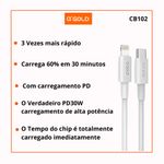 Cabo Turbo USB-C Para Lightning 30W 1M A'Gold CB102