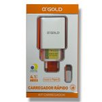 Carregador A'Gold Tipo-C 4.1A 2 USB CA28-3 Anatel