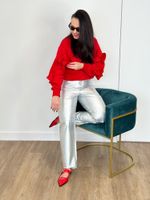 Calça de Couro Prata
