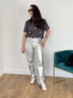Calça de Couro Prata