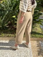 Calça Balloon Alfaiataria Bege