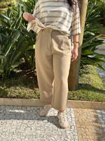 Calça Balloon Alfaiataria Bege