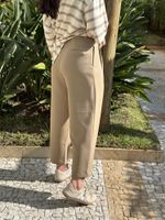Calça Balloon Alfaiataria Bege