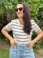 Body Listrado Branco