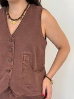Colete Jeans Marrom