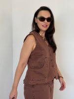 Colete Jeans Marrom