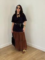 Saia Marrom de Chiffon