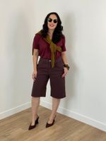 Bermuda Jorts Jeans Marrom