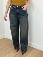 Jeans Barrel Azul Escuro