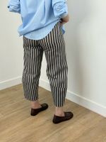 Jeans Listrado Marrom e Azul