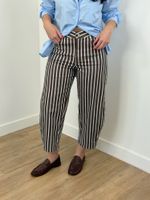 Jeans Listrado Marrom e Azul