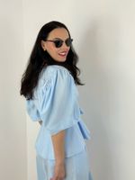 Blusa Peplum Azul Claro