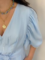 Blusa Peplum Azul Claro