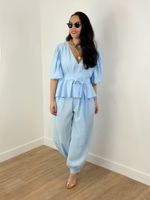 Blusa Peplum Azul Claro