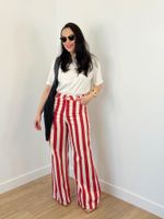 Jeans Listrado Vermelho