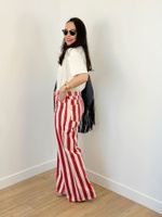 Jeans Listrado Vermelho