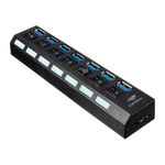 Hub USB C3Tech 7 Portas USB 3.0 com Chave Seletora - HU-S370BK
