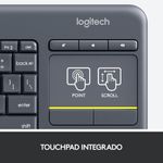 Teclado Sem Fio com Touchpad Logitech K400 Plus ABNT2 Cinza – 920-007125
