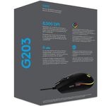 Mouse Gamer Logitech G203 RGB Lightsync 6 Botões 8000 DPI Preto – 910-005793