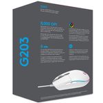 Mouse Gamer Logitech G203 RGB Lightsync 6 Botões 8000 DPI Branco – 910-005794