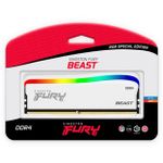 Memória Kingston Fury Beast 16GB 3200MHz CL16 DDR4 RGB Branco - KF432C16BWA/16