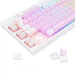 Teclado Gamer Redragon Shiva RGB Chroma USB ABNT2 Rosa com Branco – K512PW-RGB