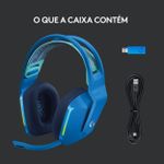 Headset Gamer Sem Fio Logitech G733 RGB Lightsync 7.1 Dolby Surround Azul – 981-000942