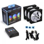 Kit 3x Cooler Lian Li Uni Fan AL120 RGB 120mm 1900RPM c/ Controladora Preto – UF-AL120-3B