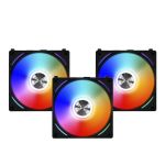 Kit 3x Cooler Lian Li Uni Fan AL120 RGB 120mm 1900RPM c/ Controladora Preto – UF-AL120-3B