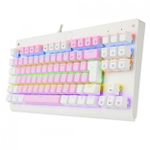Teclado Mecanico Gamer Redragon Dark Avenger Rosa com Branco Rainbow Switch Azul ABNT2 - K568PW-R (PT-BLUE)