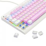 Teclado Mecanico Gamer Redragon Dark Avenger Rosa com Branco Rainbow Switch Azul ABNT2 - K568PW-R (PT-BLUE)