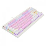 Teclado Mecanico Gamer Redragon Dark Avenger Rosa com Branco Rainbow Switch Azul ABNT2 - K568PW-R (PT-BLUE)