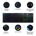 Teclado Mecanico Gamer Sem Fio Logitech G915 Lightspeed USB ou Bluetooh RGB Switch GL Padrão US - 920-008902