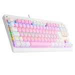 Teclado Mecanico Gamer Redragon Dark Avenger Rosa com Branco Rainbow Switch Marrom ABNT2 - K568PW-R (PT-BROWN)