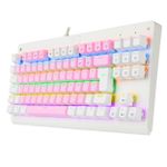 Teclado Mecanico Gamer Redragon Dark Avenger Rosa com Branco Rainbow Switch Marrom ABNT2 - K568PW-R (PT-BROWN)