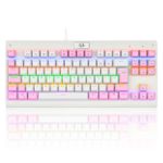 Teclado Mecanico Gamer Redragon Dark Avenger Branco com Rosa Rainbow Switch Marrom ABNT2 - K568WP-R (PT-BROWN)