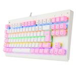 Teclado Mecanico Gamer Redragon Dark Avenger Branco com Rosa Rainbow Switch Marrom ABNT2 - K568WP-R (PT-BROWN)