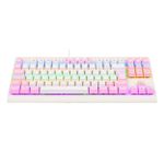 Teclado Mecanico Gamer Redragon Dark Avenger Branco com Rosa Rainbow Switch Marrom ABNT2 - K568WP-R (PT-BROWN)