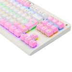 Teclado Mecanico Gamer Redragon Dark Avenger Branco com Rosa Rainbow Switch Marrom ABNT2 - K568WP-R (PT-BROWN)